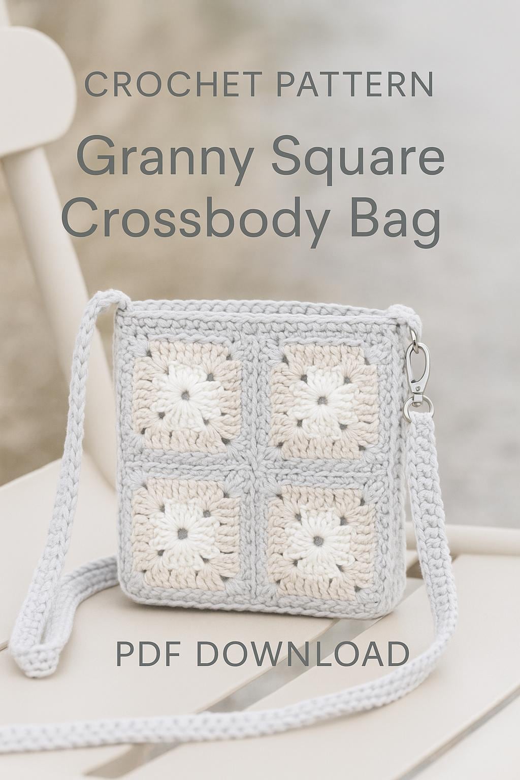 PDF-Häkelanleitung: Crossbody-Tasche aus Granny Squares – Nordic Style