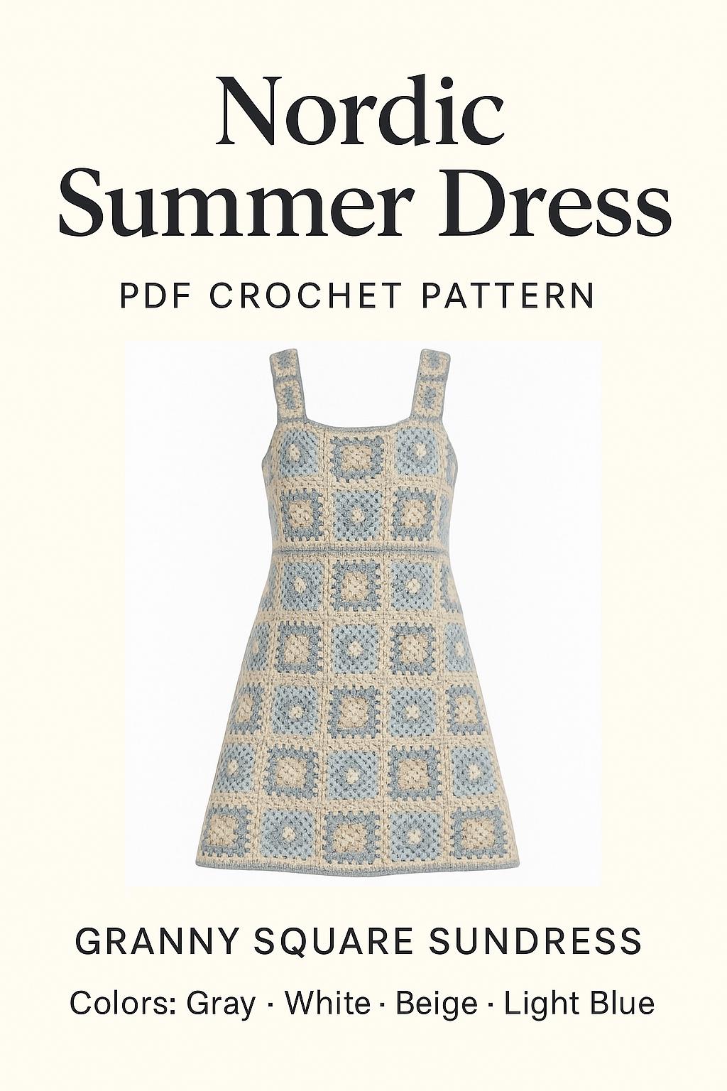 Häkelanleitung  Standkleid aus Granny Squares -  Nordic Summer Dress