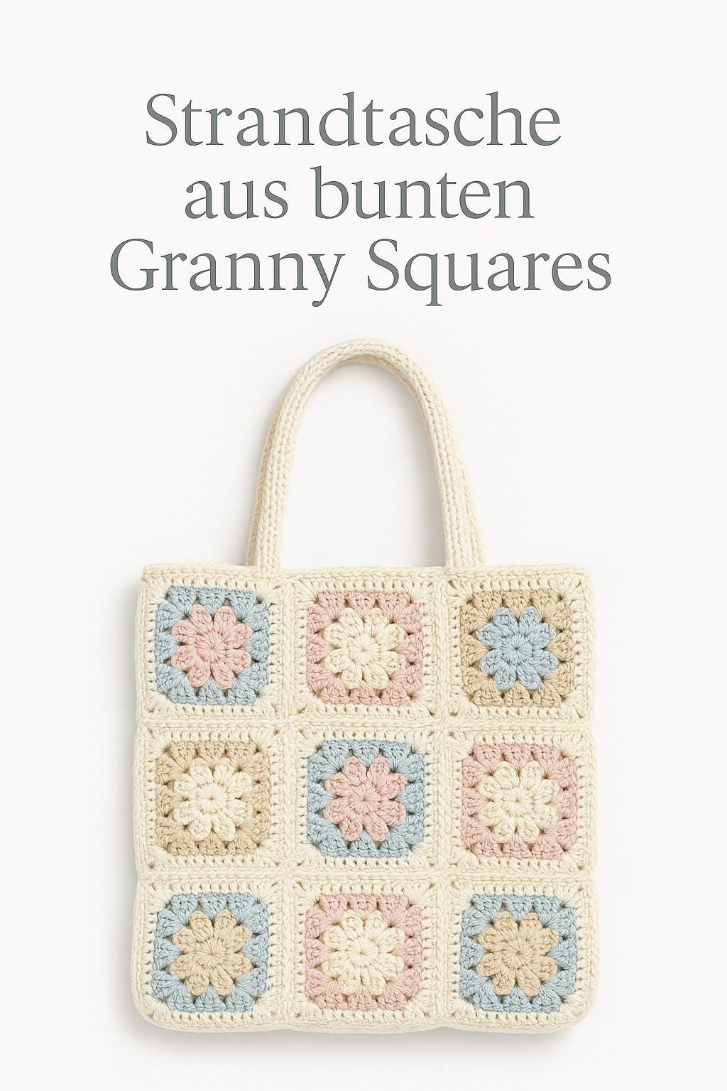 Häkelanleitung Strandtasche aus bunten  Granny Squares