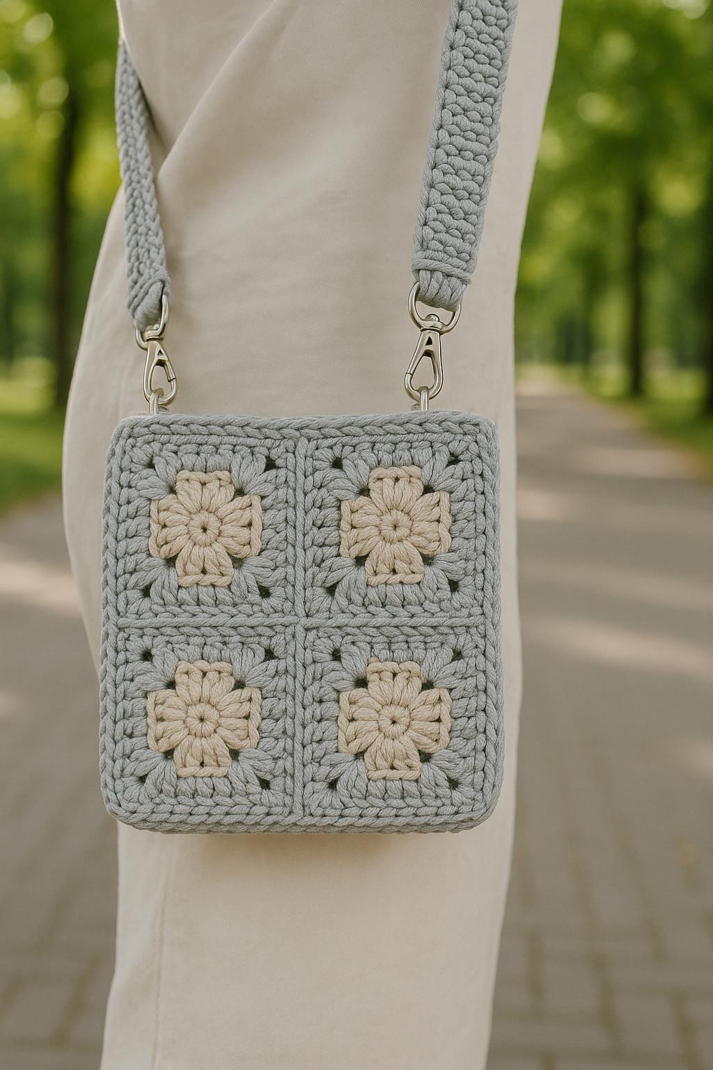 PDF-Häkelanleitung: Crossbody-Tasche aus Granny Squares – Nordic Style